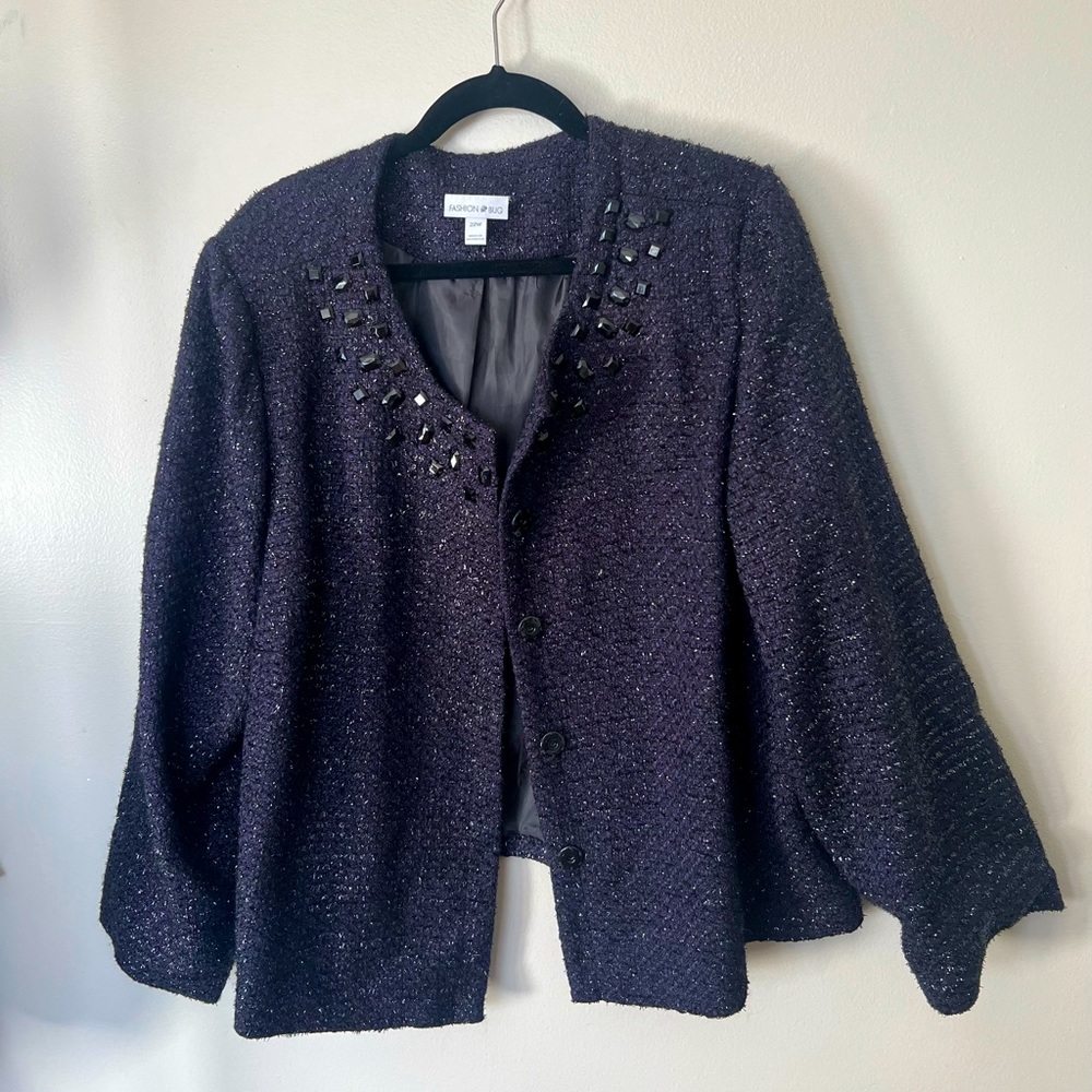 Closet CLEAROUT VTG Fashion Bug Women's Purple & Black Embroidered Jacket 22W